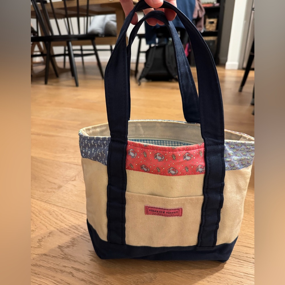 Vineyard Vines Classic Canvas Patchwork Silk Tote… - image 1